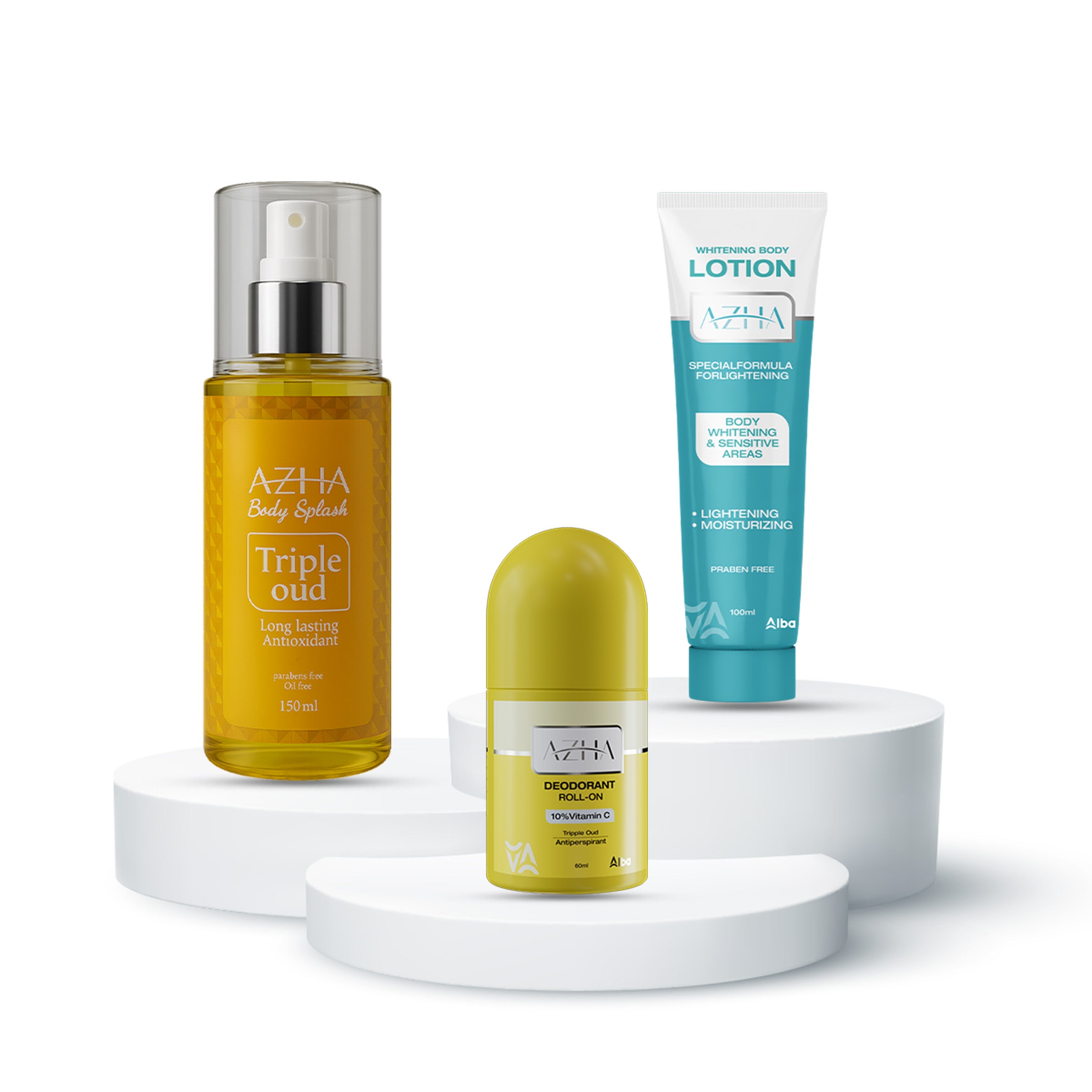 Azha Body Splash + Roll-On + Body Lotion