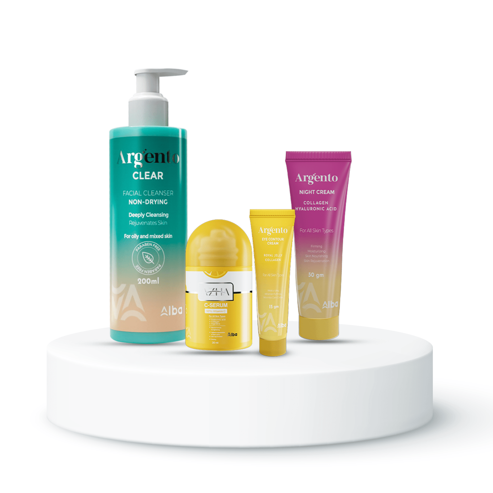 Argento Clear + Serum C +Night Cream 30 ml + Eye Contour 15 - Alba Pharma
