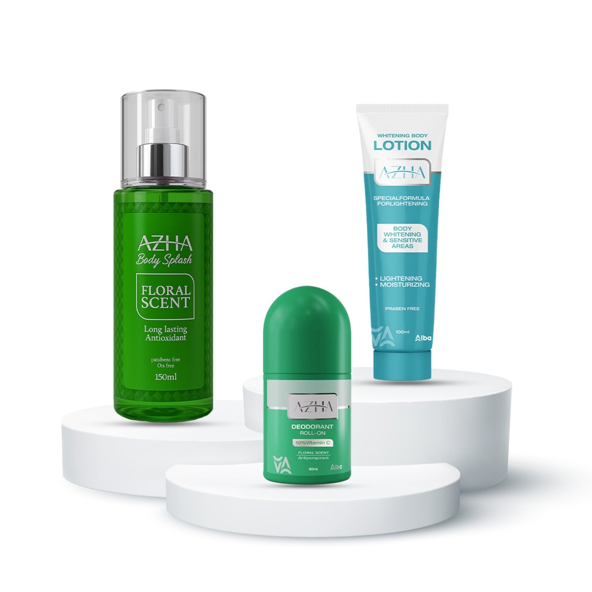 Azha Body Splash + Roll-On + Body Lotion - Alba Pharma