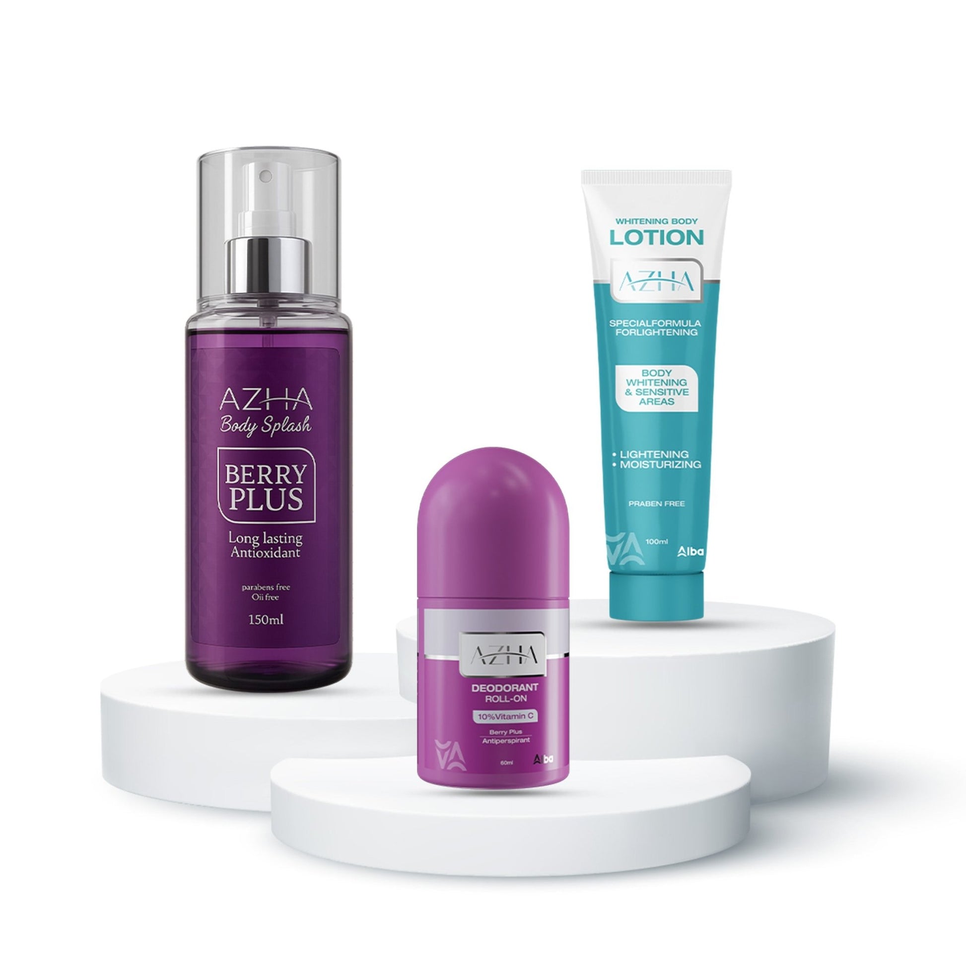 Azha Body Splash + Roll-On + Body Lotion - Alba Pharma