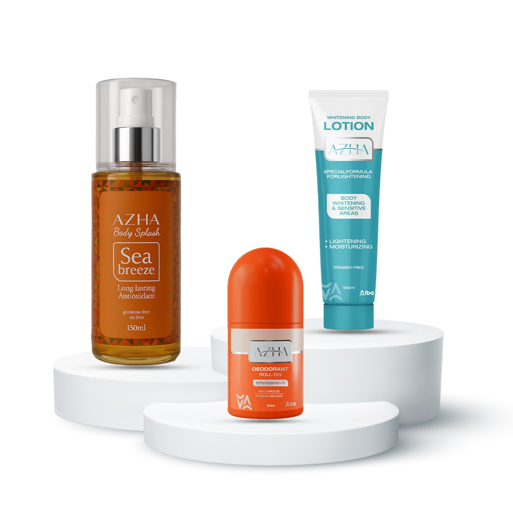 Azha Body Splash + Roll-On + Body Lotion - Alba Pharma