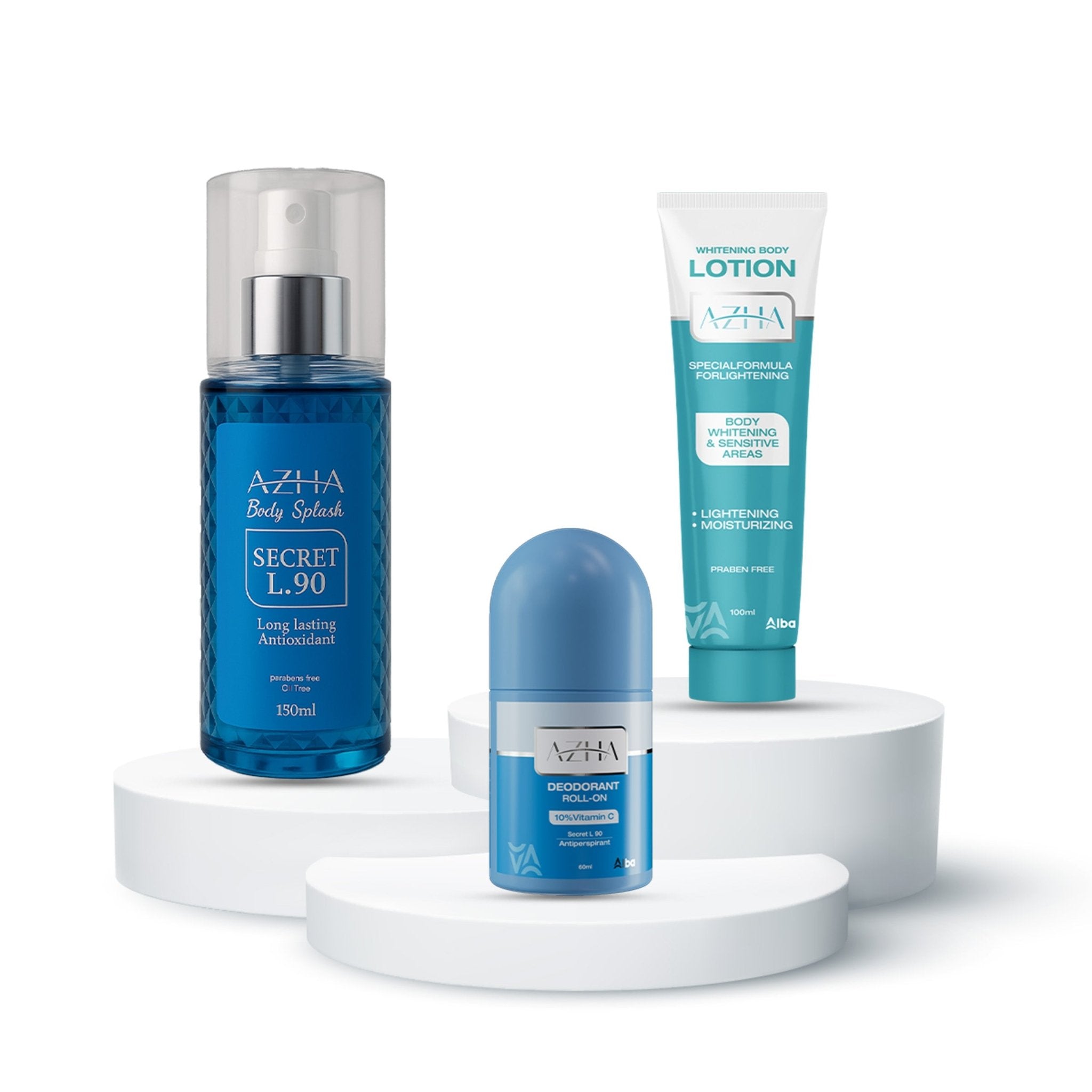 Azha Body Splash + Roll-On + Body Lotion - Alba Pharma