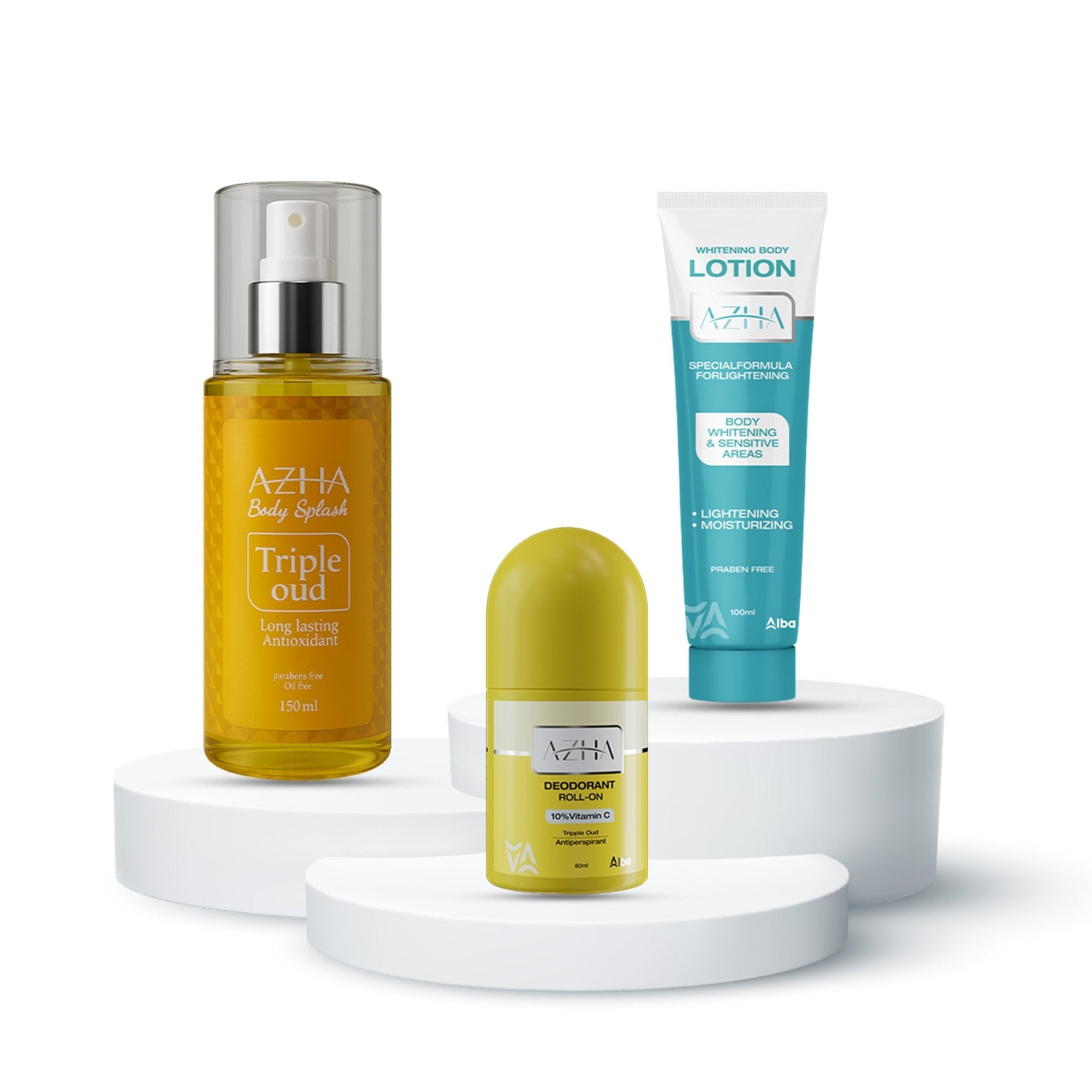 Azha Body Splash + Roll-On + Body Lotion - Alba Pharma