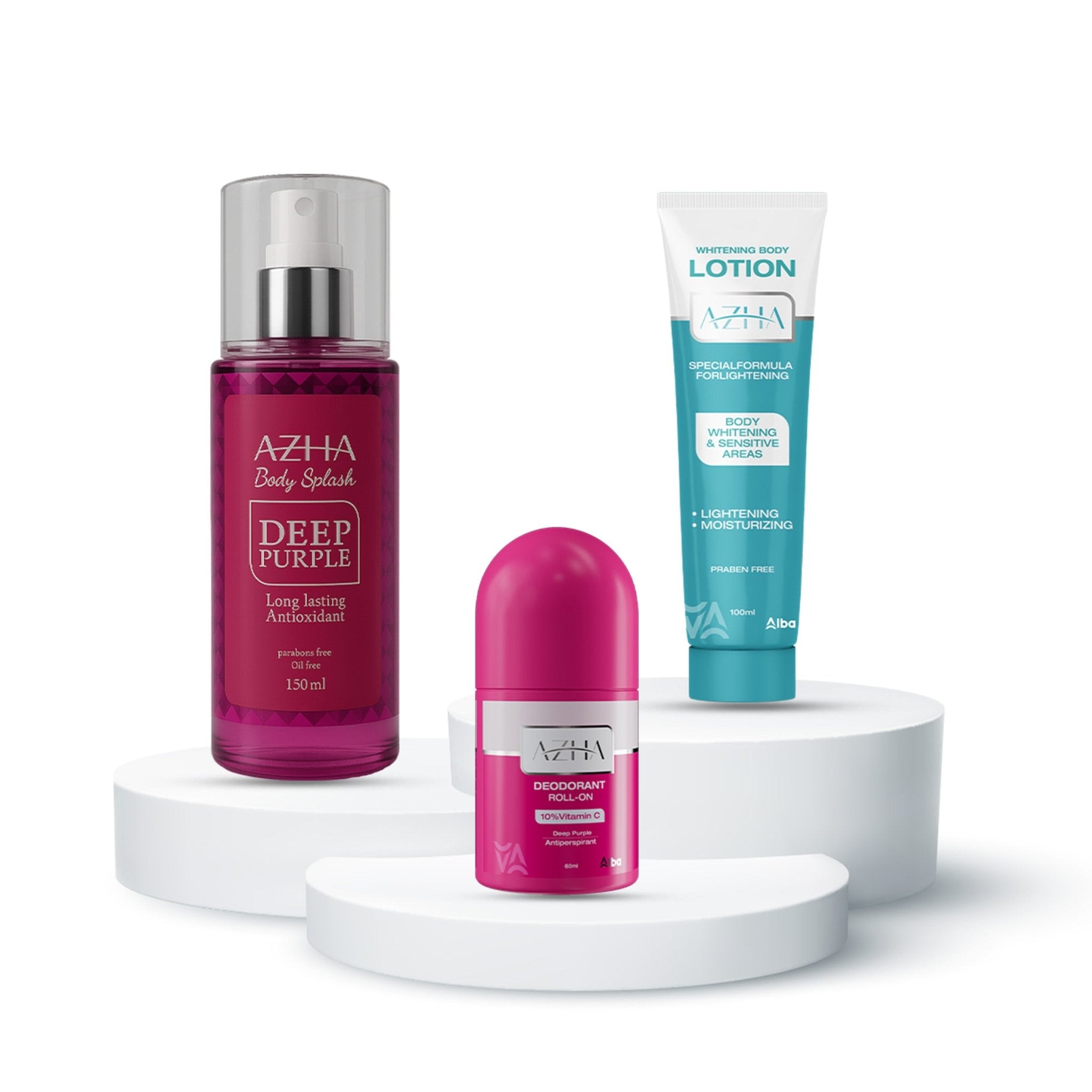 Azha Body Splash + Roll-On + Body Lotion - Alba Pharma