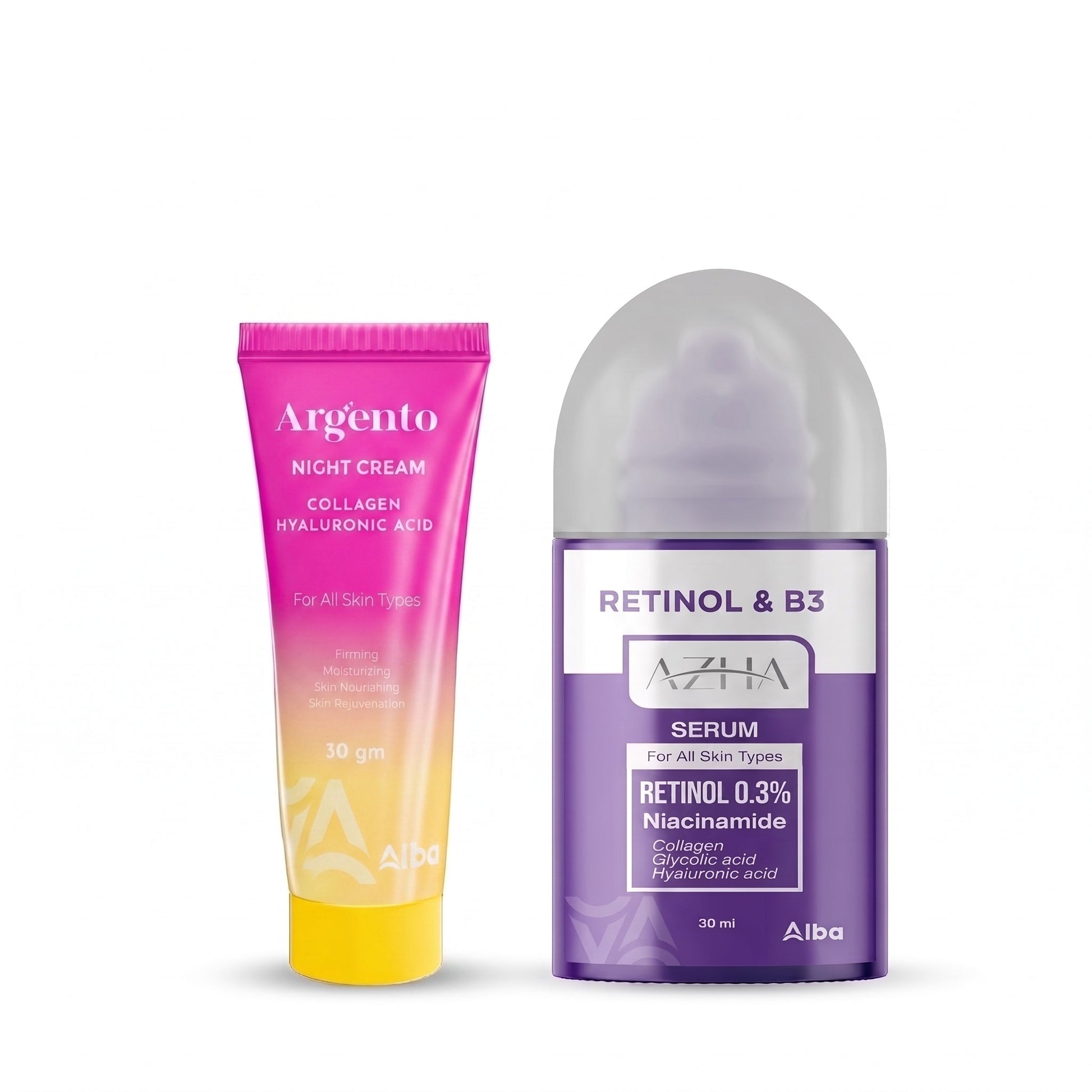 Offer Azha Retinol & B3 Serum +Argento Night Cream 30 gm - Alba Pharma
