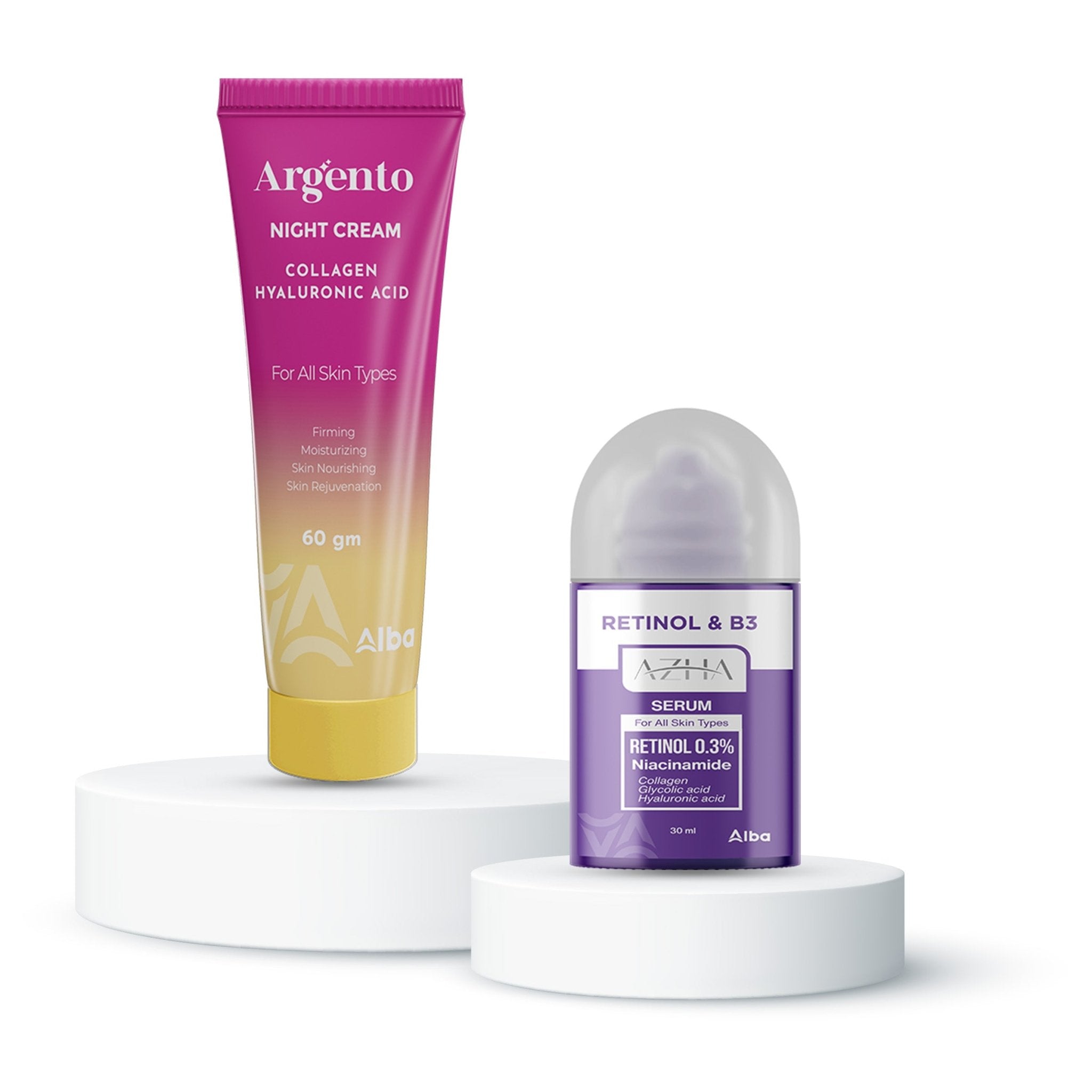 Offer Azha Retinol & B3 Serum +Argento Night Cream - Alba Pharma