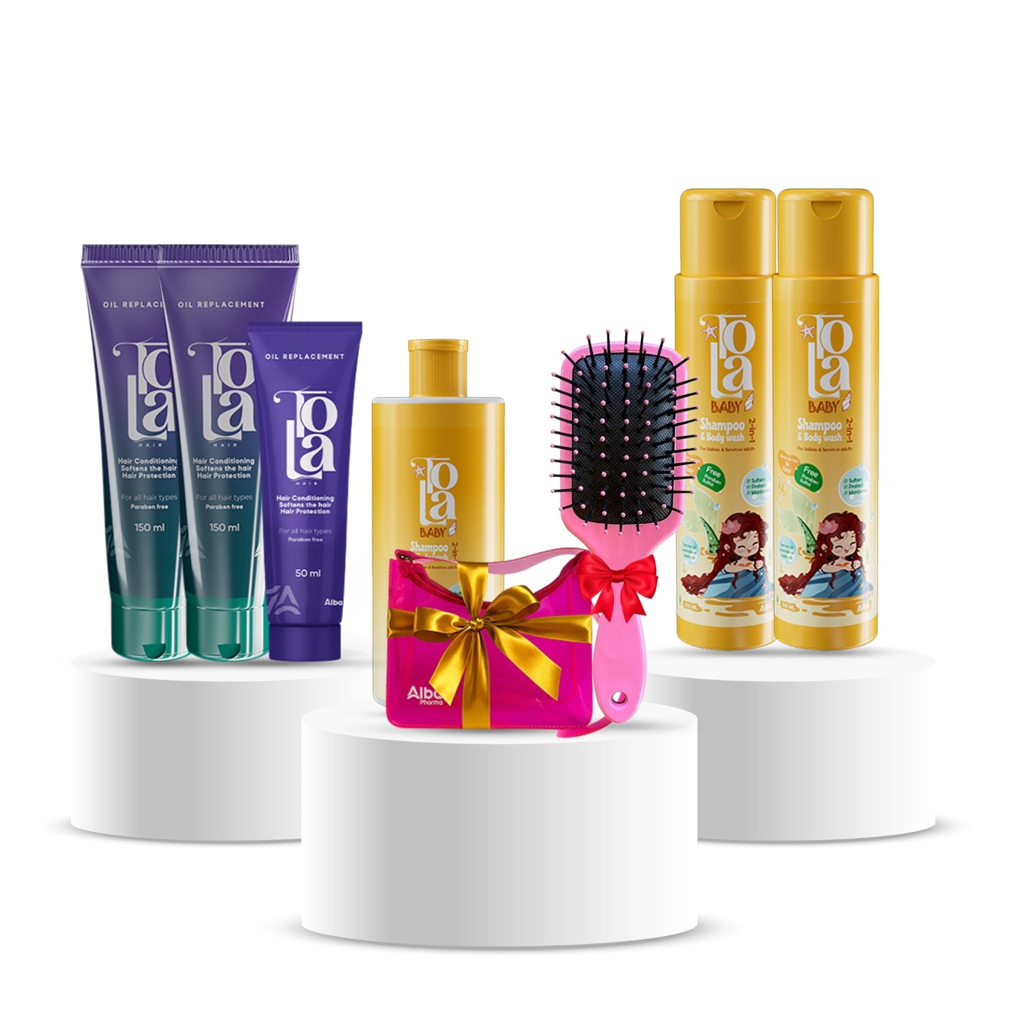 tola 2shampoo baby +2 oil rep +1shampoo baby 80 ml +oil rep 25 ml +brush +thai - Alba Pharma